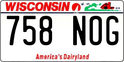 WI license plate 758NOG