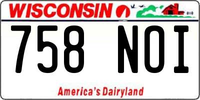 WI license plate 758NOI