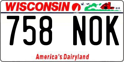 WI license plate 758NOK