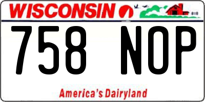 WI license plate 758NOP
