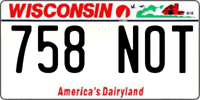 WI license plate 758NOT