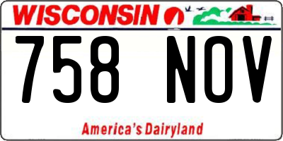 WI license plate 758NOV