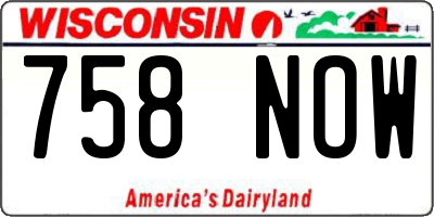 WI license plate 758NOW