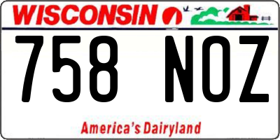 WI license plate 758NOZ