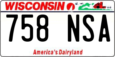 WI license plate 758NSA