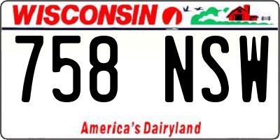 WI license plate 758NSW