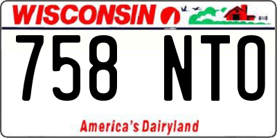WI license plate 758NTO