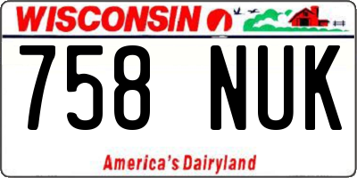 WI license plate 758NUK