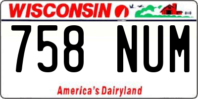 WI license plate 758NUM