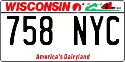 WI license plate 758NYC