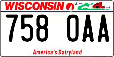 WI license plate 758OAA