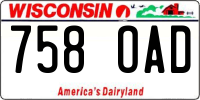 WI license plate 758OAD
