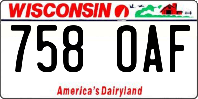WI license plate 758OAF