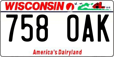 WI license plate 758OAK