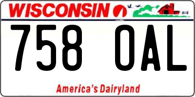 WI license plate 758OAL
