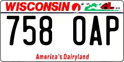 WI license plate 758OAP