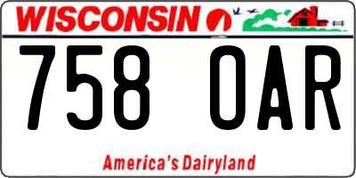 WI license plate 758OAR