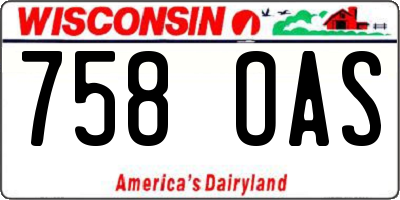 WI license plate 758OAS