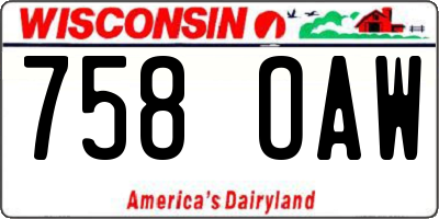 WI license plate 758OAW