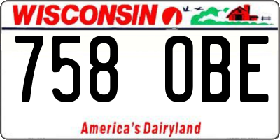 WI license plate 758OBE