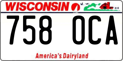 WI license plate 758OCA