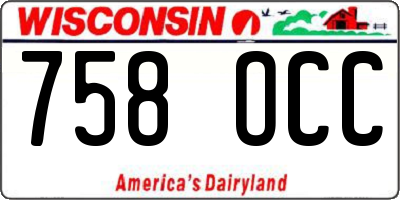 WI license plate 758OCC