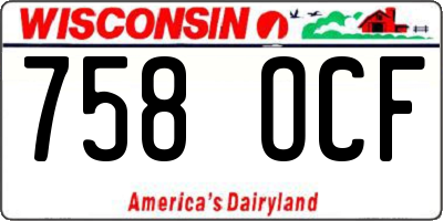 WI license plate 758OCF