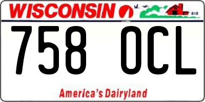WI license plate 758OCL