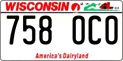 WI license plate 758OCO