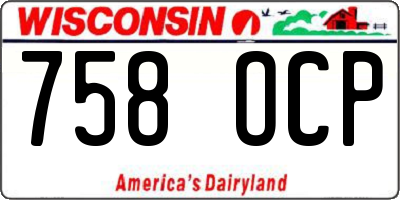 WI license plate 758OCP