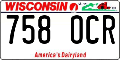 WI license plate 758OCR