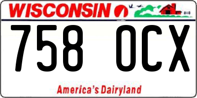 WI license plate 758OCX
