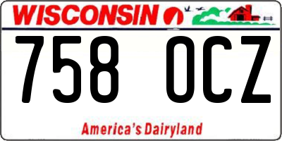 WI license plate 758OCZ
