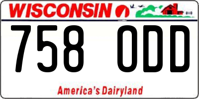 WI license plate 758ODD
