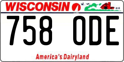 WI license plate 758ODE