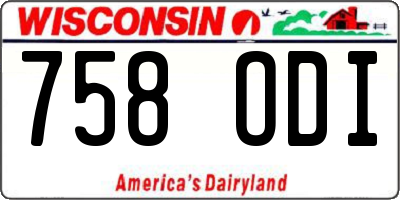 WI license plate 758ODI