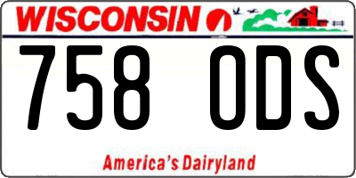 WI license plate 758ODS