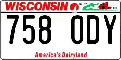 WI license plate 758ODY