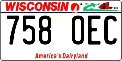 WI license plate 758OEC