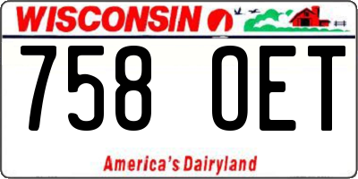 WI license plate 758OET