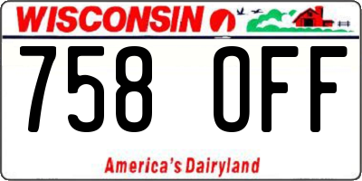 WI license plate 758OFF