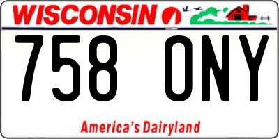WI license plate 758ONY