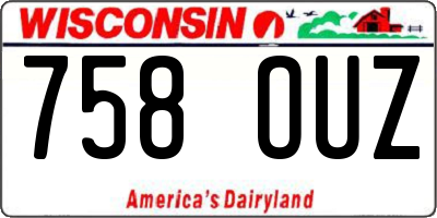 WI license plate 758OUZ