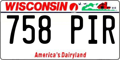 WI license plate 758PIR