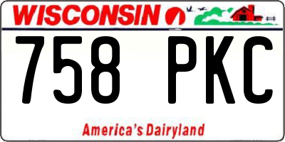 WI license plate 758PKC