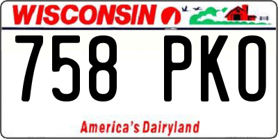 WI license plate 758PKO