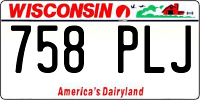 WI license plate 758PLJ