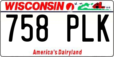 WI license plate 758PLK