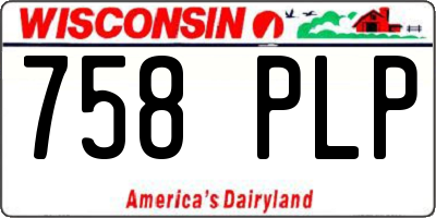 WI license plate 758PLP