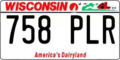WI license plate 758PLR